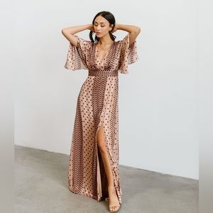 Blair Salmon Dotted Kimomo Maxi Dress